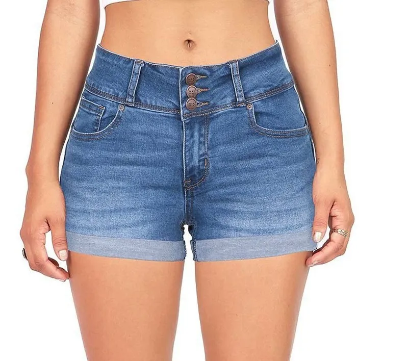 

5 Color High-Waist Jean Zipper Botton Women's Denim Shorts Fashion Pocket Modis Shorts Femme Short Mujer pantalones cortos mujer