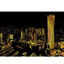 Царапинам нарисованные красками Живопись Многоцветный Мир Город ночи узор DIY дома, открытый, фестиваль и т. д. подарок