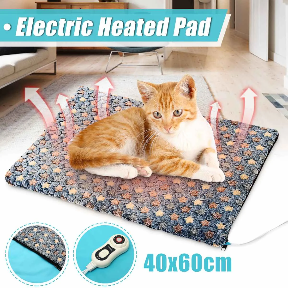 

40x60cm 10 Level Portable Waterproof Electric Heated Pad Adjustable Heat Cat Pet Dog Pad Mat Winter Warm Heated Gloves Carpet