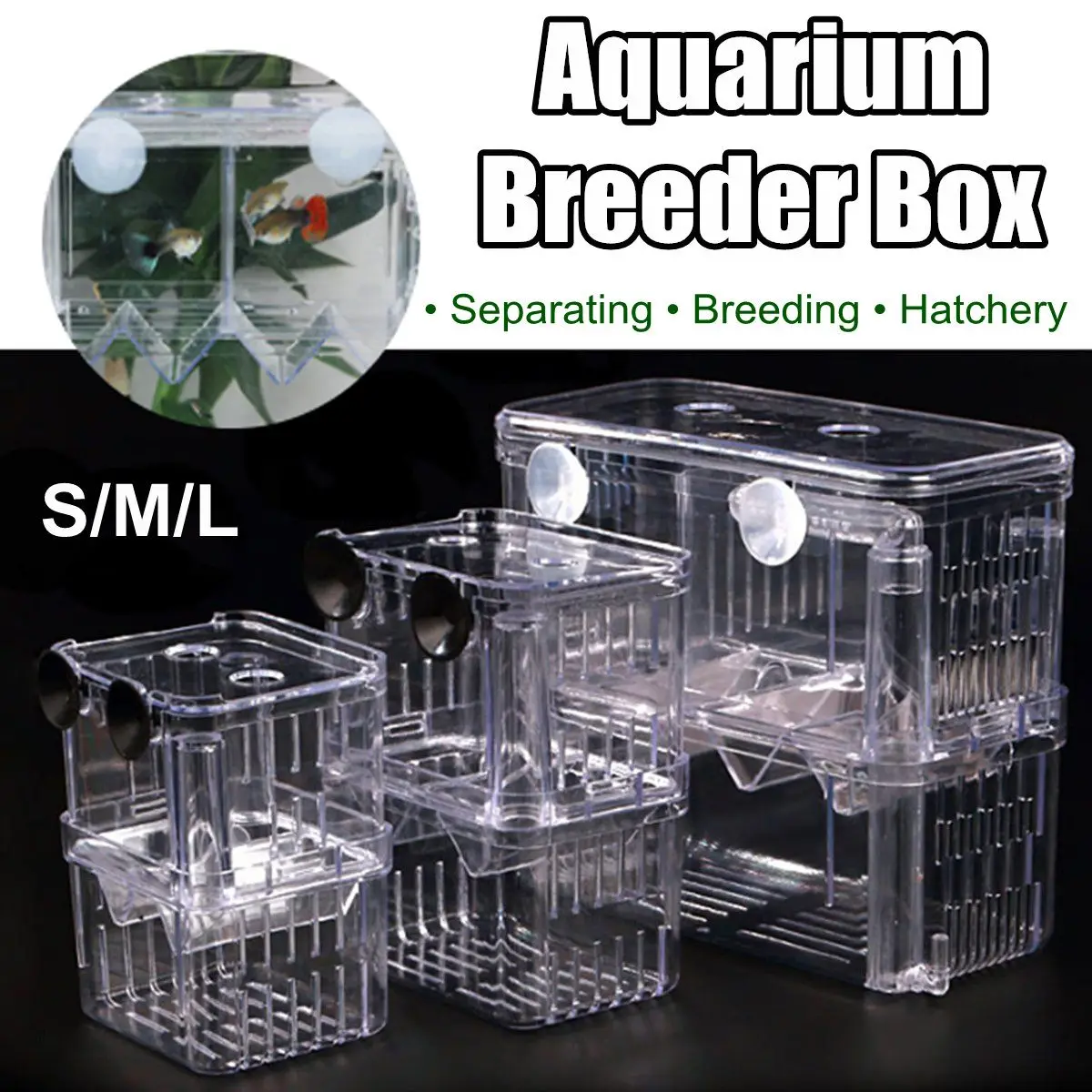 

Acrylic Fish Breeding Isolation Box Fish Tank Aquarium Breeder Box Double Guppies Hatching Incubator Aquarium Pet Supplies S/M/L