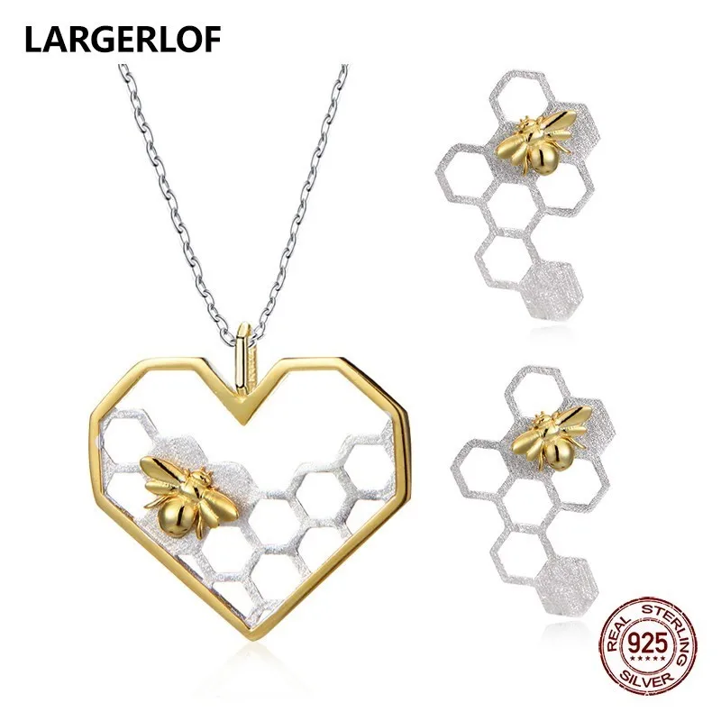 

LARGERLOF Silver Jewelry Set Women 925 Silver Jewelry Handmade Fine Jewelry Bee 925 Silver Jewelry Sets JS45005