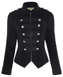 Для женщин осень куртка slim Топы Весна винтажные однотонные кнопки оформлены на молнии спереди куртка в стиле милитари Женские Ретро пальто