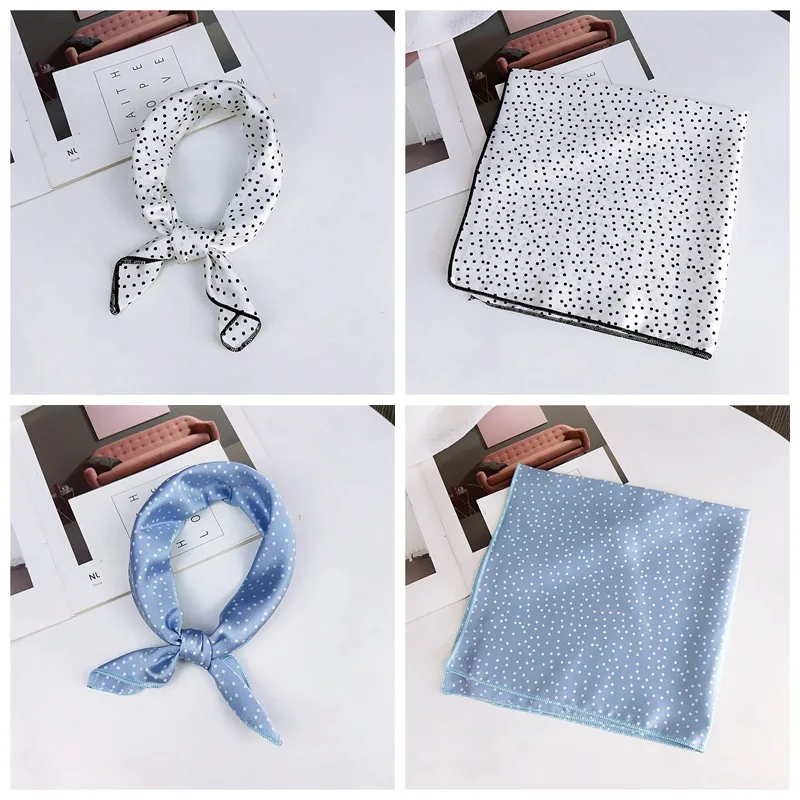 Small Square Wristband 50cm Retro Fashion Wild Hair Band 1pc New Career Satin Women Silk Feel Head Scarves Neck Tie Elegant