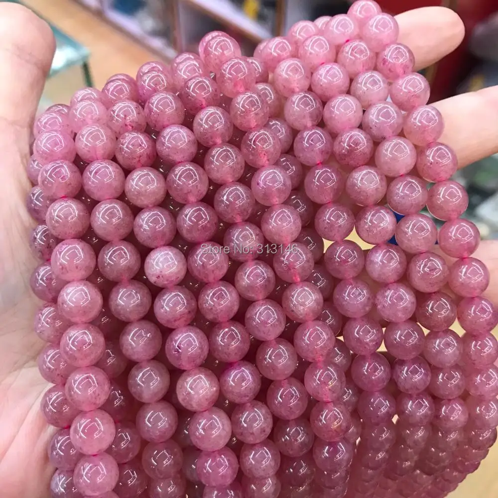 Натуральный круглый кристалл из клубничного кварца незакрепленные бусины