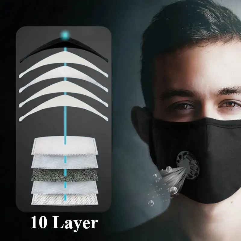 

Fashion Respiratory PM2.5 5 Colors for men Outdoor Sport Bicycle Anti Dust Fog Haze Mask Windproof ten layers of isolation