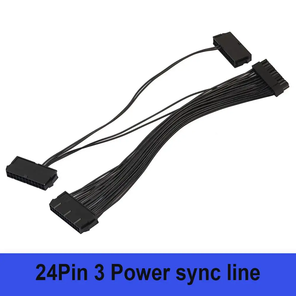 24Pin Power Supply Synchronizer Male to Female ATX Mining 30cm 24 Pin Three PSU Extension Cable for Computer Adaptor for Mining