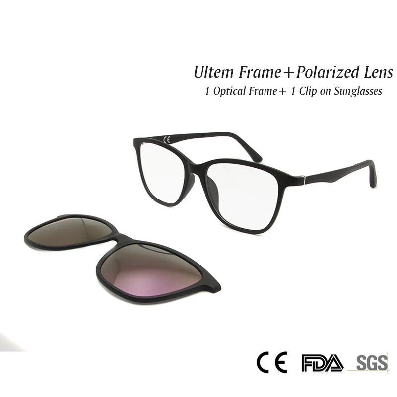 ESNBIE Высокое качество ultem оптический Frame Для женщин с поляризованным клип на солнцезащитные очки магнит фиолетовые линзы Для женщин очки UV400