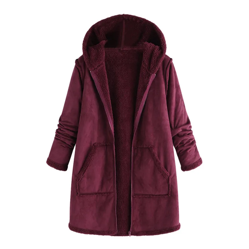 High Quality Hooded Coats Cotton Winter Jacket Womens Outwear Coat Warm Outwear Solid Hooded Pockets Vintage Oversize Coats High Quality Hooded Coats Cotton Winter Jacket Womens Outwear Coat Warm Outwear Solid Hooded Pockets Vintage Oversize Coats