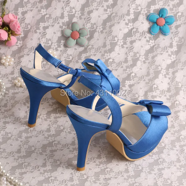 22 цвета; женская вечерняя обувь; Синие атласные сандалии для свадьбы с открытым носком