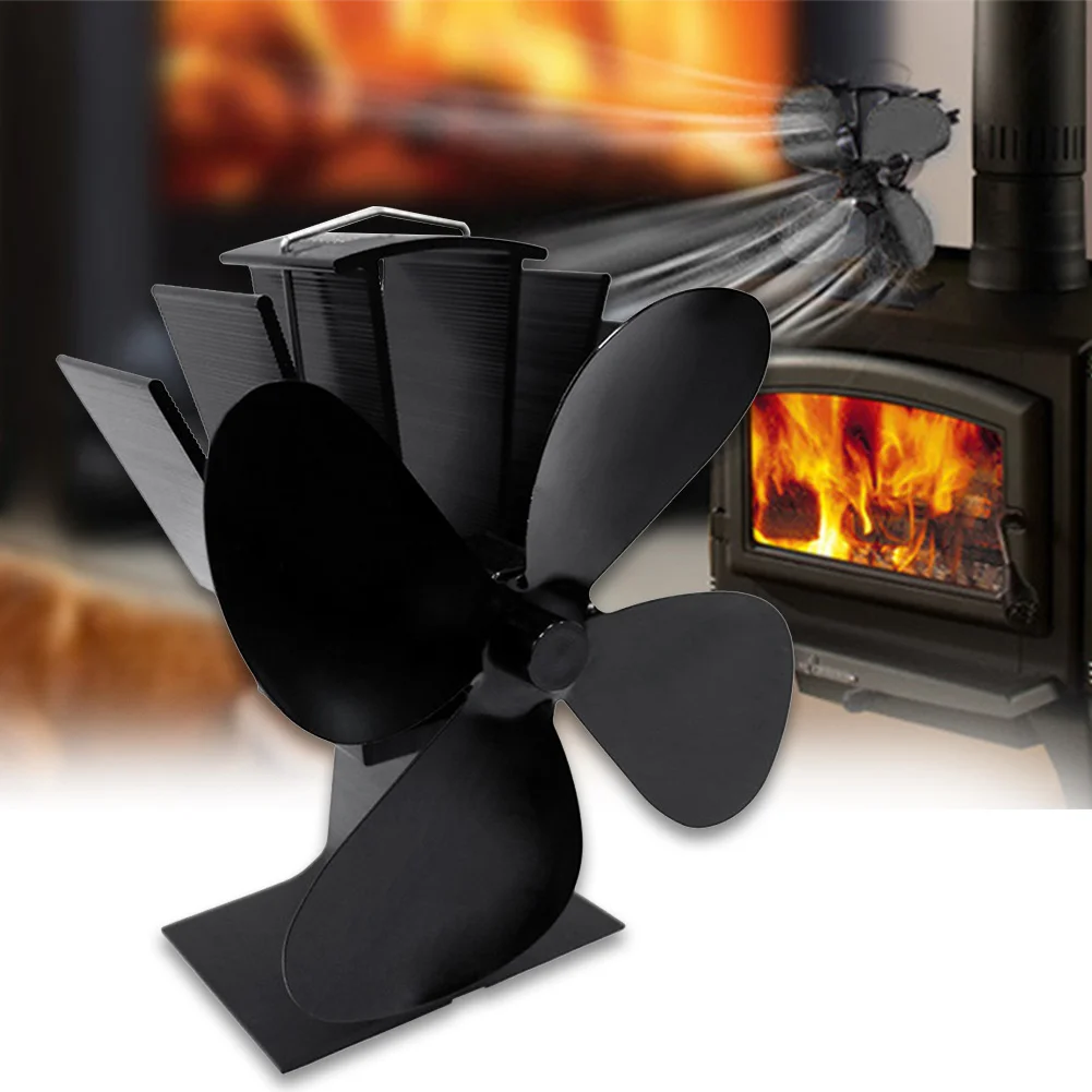 

Fan Chimney Eco-friendly Smoke-free Without Electricity Heat-driven Home Fireplace Wood Stoves 4 Blades Blower