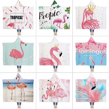 

Flamingo Sherpa Blanket for Kids 3D Printed Soft Plush Throw Blanket Wearable Fleece Woman Throw Blankets Microfiber on Sofa
