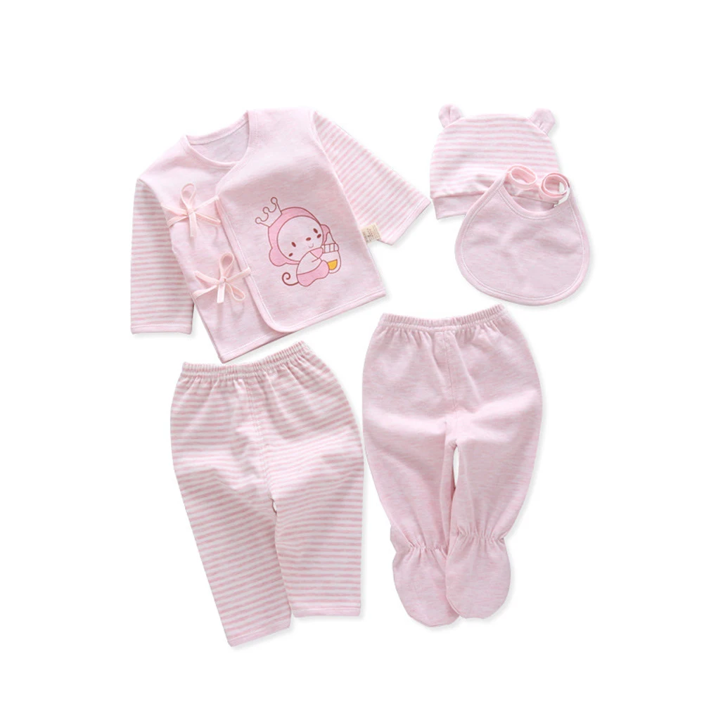 Newborn Baby Unisex 5pcs Clothes Outfit Soft Organic Cotton Layette Set