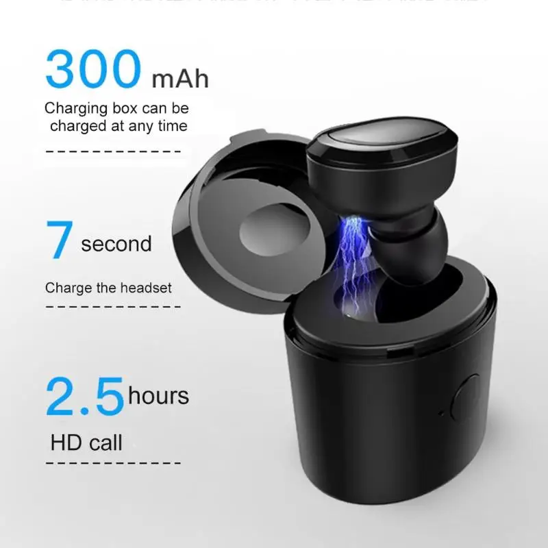 ALLOYSEED Single Bluetooth 4 1 Headphone Wireless Earphone Mini Invisible Earpiece In ear Business Earbud Earphone with Mic Case