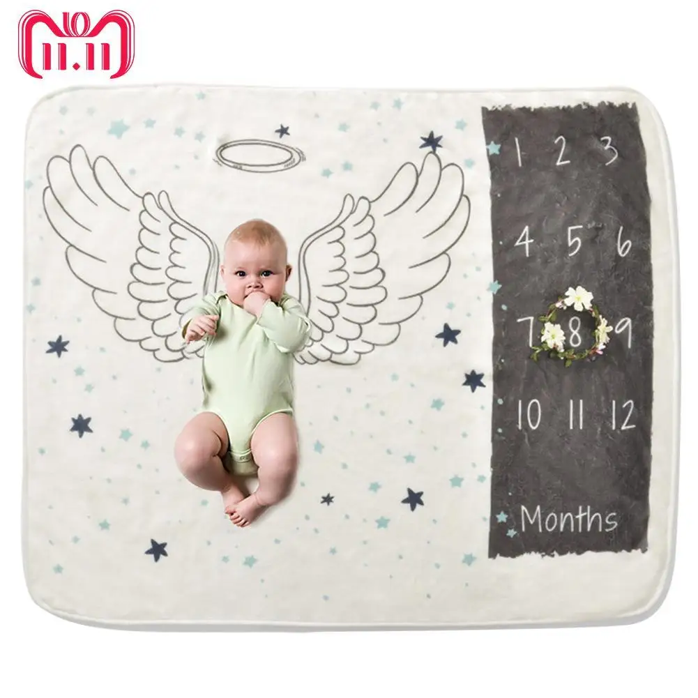 Bébé flanelle couverture 2018 nouveau Cactus ange ailes imprimer nouveau-né photographie couverture douce literie infantile Swaddle serviette
