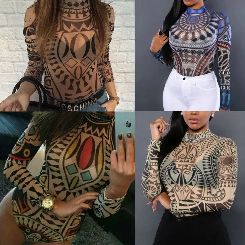 Womens Shapers Sexy One Shoulder Hollow Out See Through Mesh Bodysuit Women  Off Long Sleeve Skinny T Shirt Gothic Aesthetic Bodysuits From Dwayverda,  $13.98