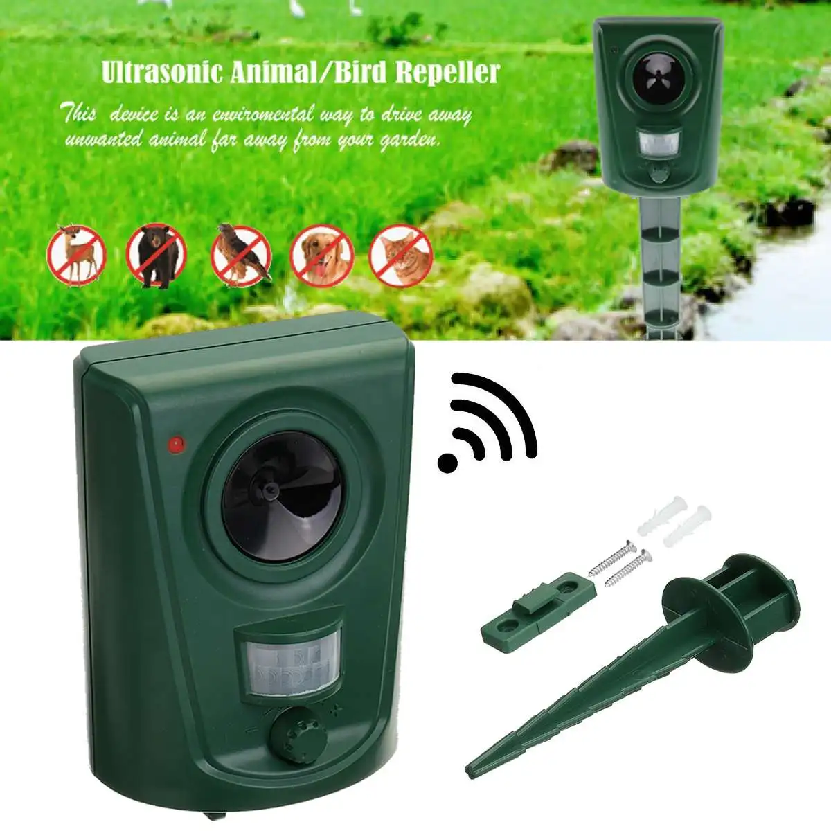 

New Arrival Ultrasonic Animal Repeller Dog, Cat Repellent Pest Control for Home Garden Lawn