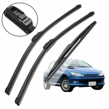 

3Pcs 22'' Car Front & Rear Side Windscreen Window Wiper Blades For Peugeot 206 1998-2010