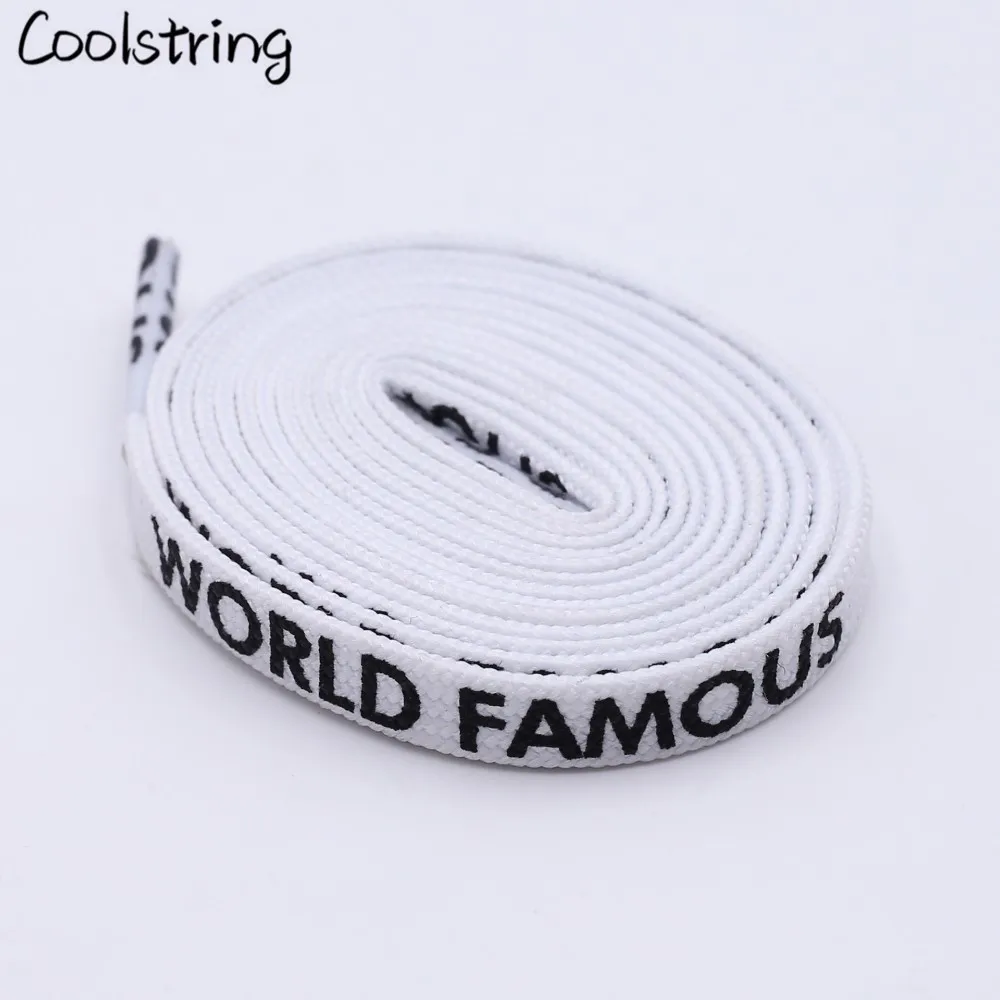 Coolstring 0.7cm Width Flat Double-sided Silk Screen Nice Letter Printing WORLD FAMOUS Shoestring For Sports Canvas Shoes Laces