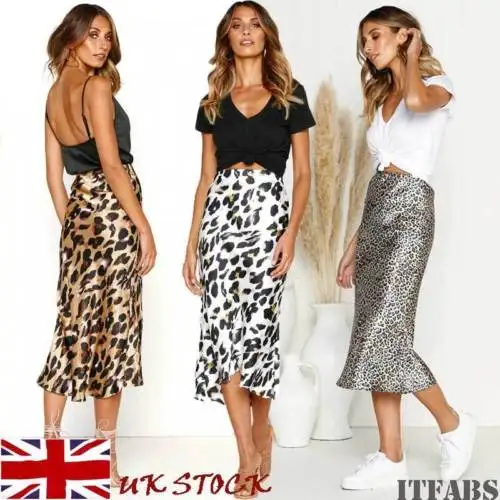 

Lasies Women Midi Bodycon Pencil Office Party Printed High Waist Stretch Skirt