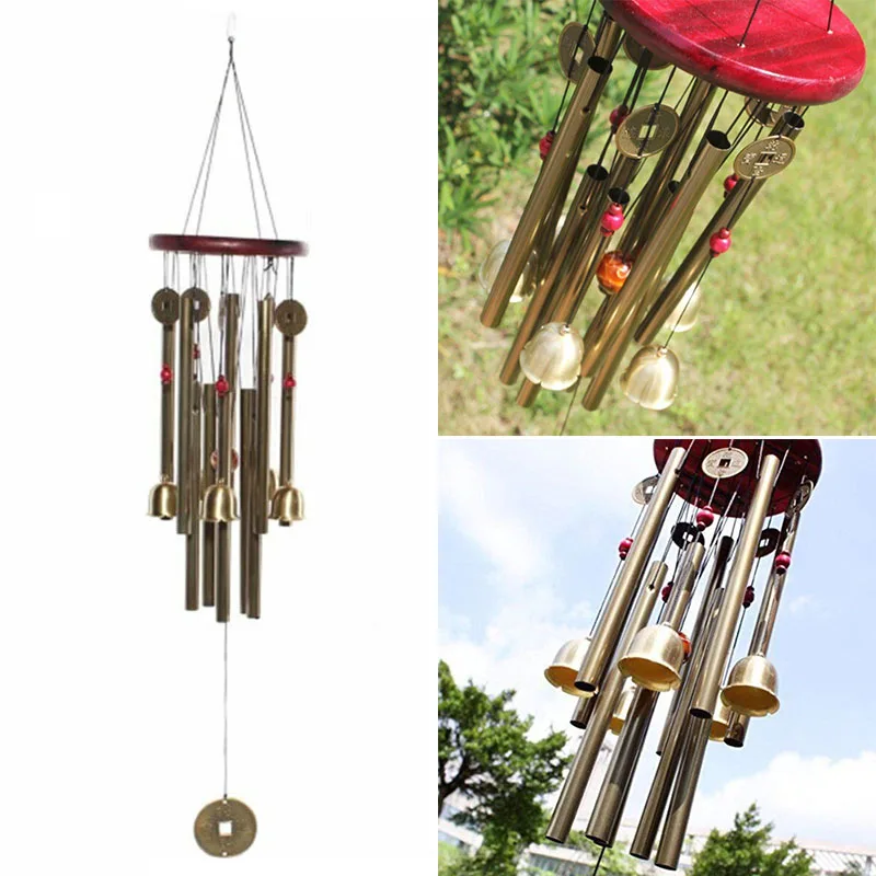 

Wood Plate Metal Tubes Crisp Sound Bell Lucky Wind Chime Home Garden Decoration