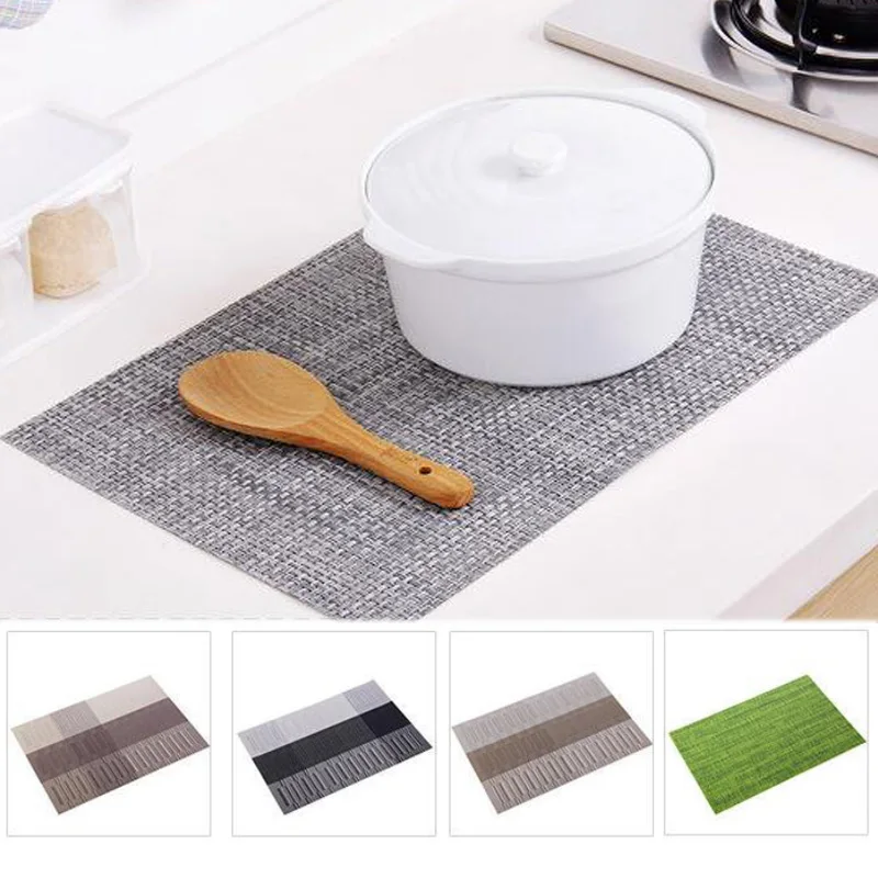 

Table Decoration PVC Non-Slip Waterproof Table Mat Braided Placemat Heat Insulation Pad Rectangular 45x30CM Dining Table Mats