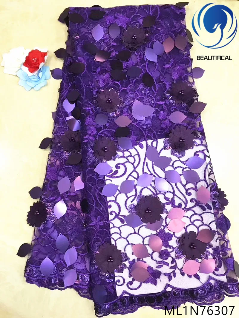 

BEAUTIFICAL 3d sequins bridal lace fabric african sequin lace fabric 2019 high quality lace 3d laces with beads ML1N763