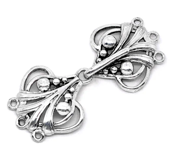 

Lovely 5 Pairs Heart Charm Hook Sweater Clasps 25x21mm (B10034)