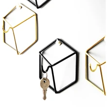 Скандинавский стиль шестигранный дизайн золотой железный художественный крючок для хранения минималистичный настенный держатель ключа органайзер для комнаты домашний декор