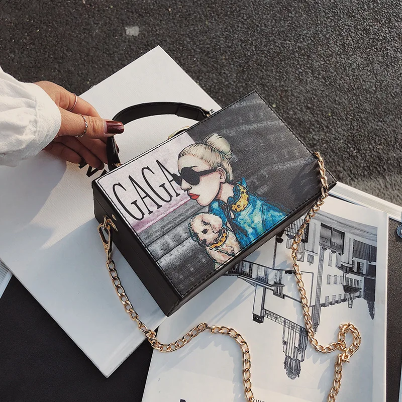 

Luxury Brand Box Crossbody Bags Women 2019 High Quality PU Leather Female Designer Handbags Ladies Chains Shoulder Messenger Bag