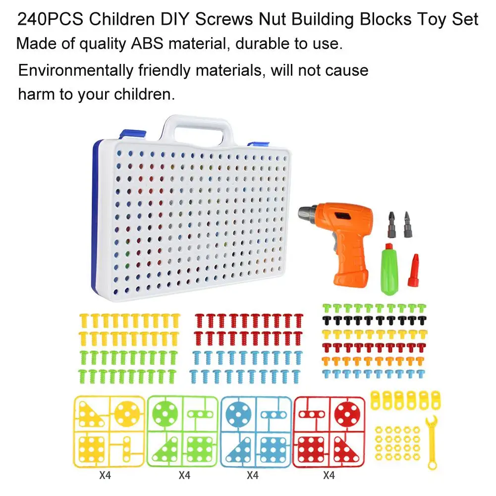 150/240 шт. детские электрические сверла для болтов для гаек строительные блоки Chlid DIY строительные блоки Набор игрушек обучающая игрушка