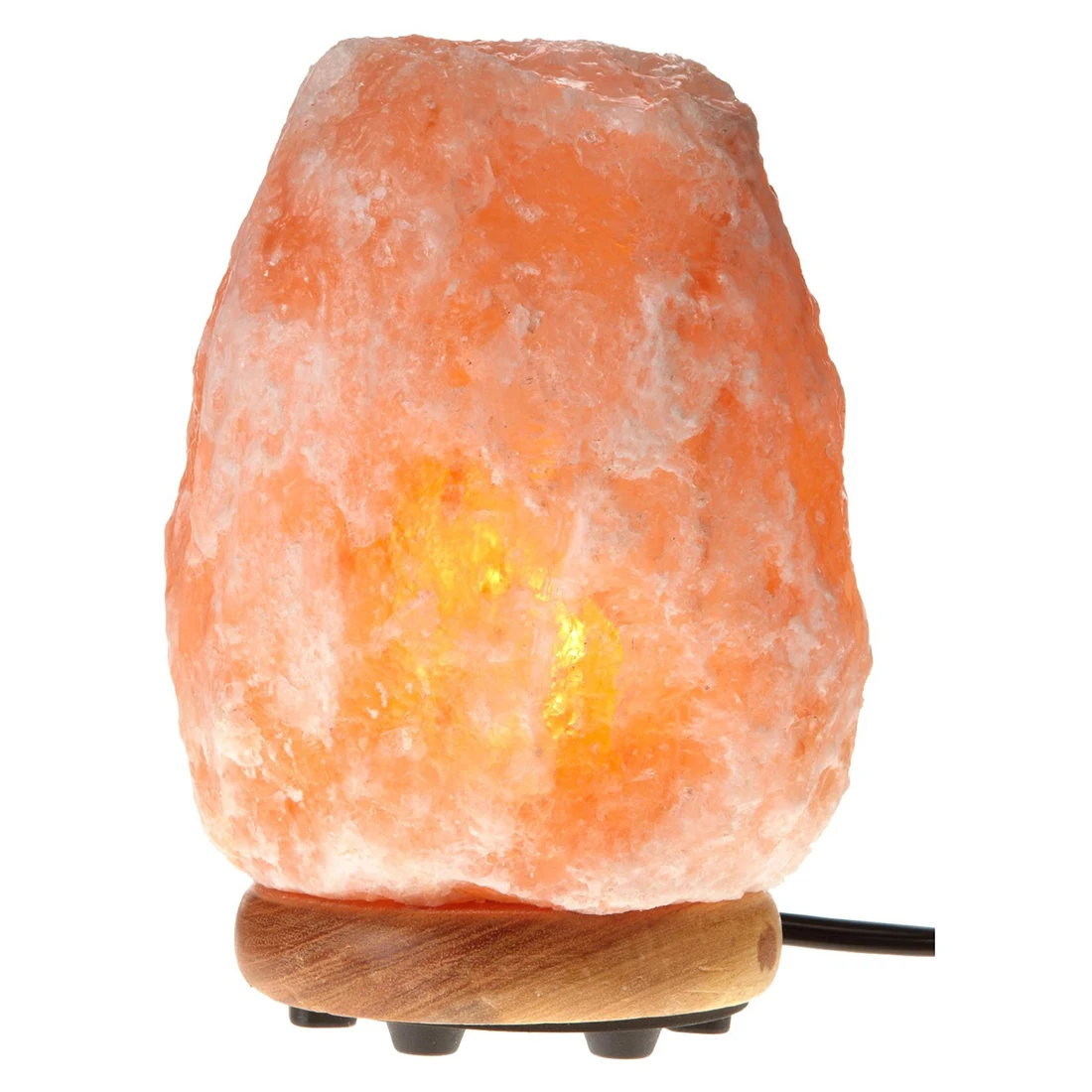 

Hand Carved Natural Crystal Himalayan Salt Lamp with Neem Wood Base, Bulb And Power Cord