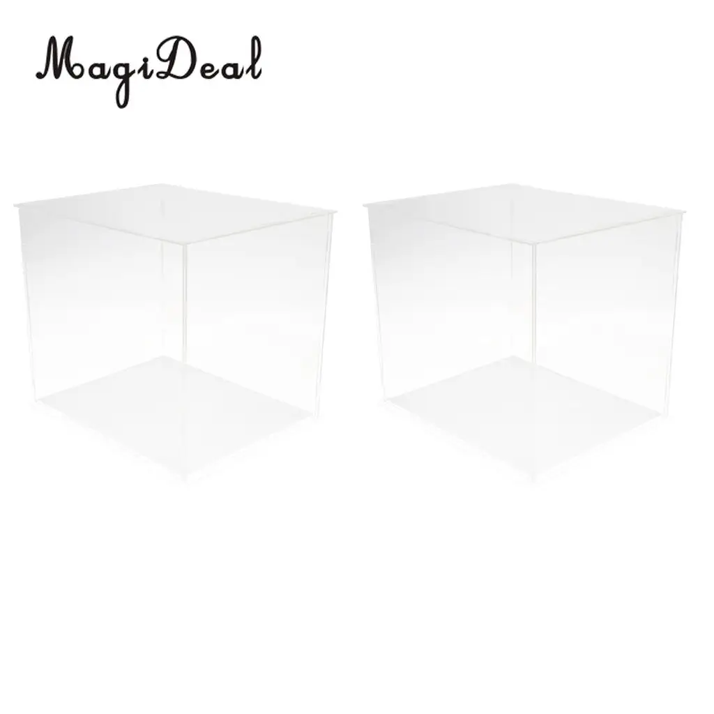 

2 Pcs Clear Dustproof Dollhouse Display Box Case Model Figure Showcase