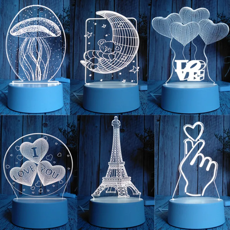 

DE.SOUL New 3D Lamp Nightlight Mood Lamp 7 Color Change Light Crack Base for Birthday Gifts Toys Kids Night Lightst