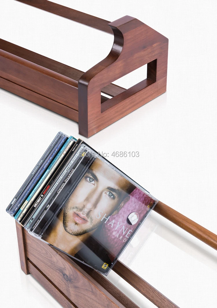 High-End Solid Black Walnut Wood Desktop Bookshelf CD Holder Rack Media Storage CD Rack Stackable Organizer-Holds 40 CDs