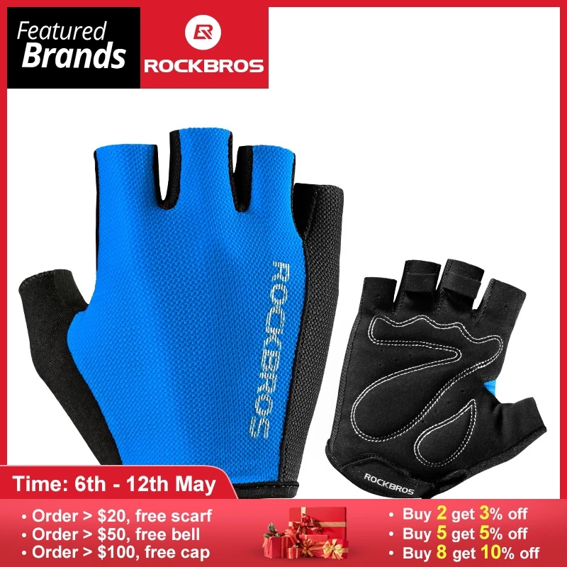 

ROCKBROS Bicycle Glove Outdoor Cycling Sports Breathable Gloves Bike Half Finger Sponge Pad Professional Gloves Unisex 5 Colors