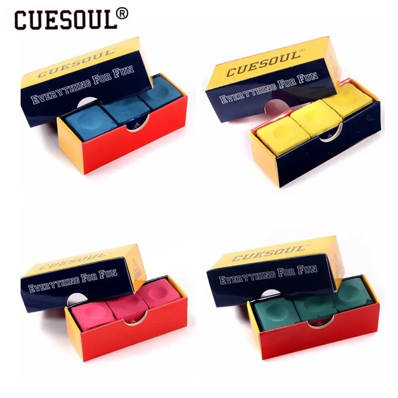 

Cuesoul 3pcs/set Snooker Billiard Chalk Pool Cue Chalk Oil Dry Billiard No-slip Chalk Pink Green Blue Yellow