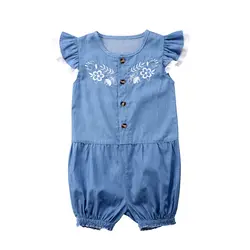 Emmababy/для новорожденных маленьких девочек джинсовые штаны комбинезон для малышей Одежда