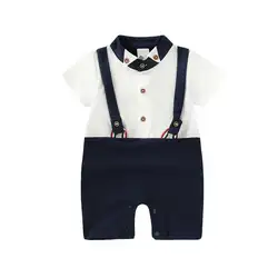 Маленький джентльмен младенческой новорожденных Одежда для маленьких мальчиков короткий рукав дети комбинезон для мальчиков один штук