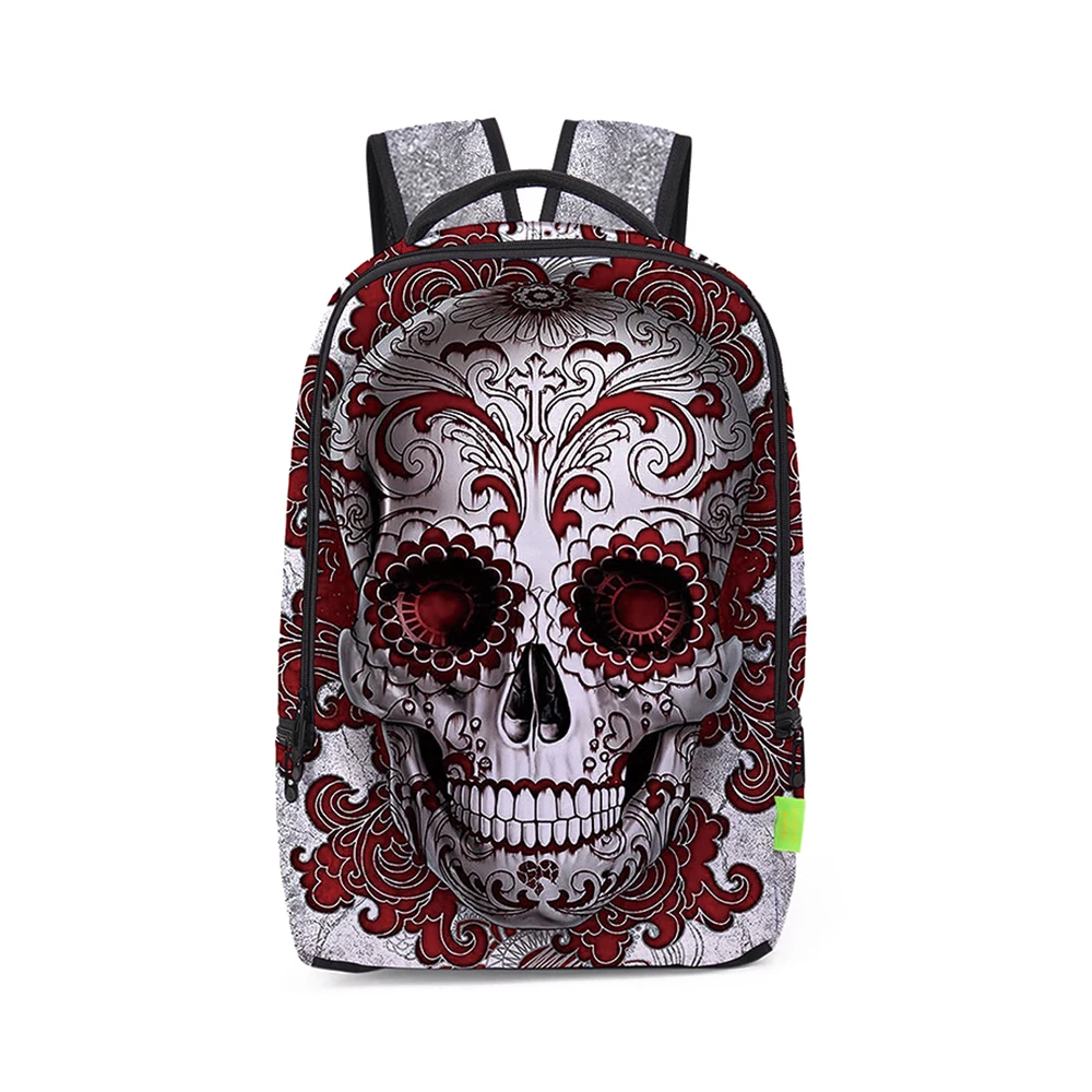 

Fashion 3D Print Skull Casual Travel Bags Men Women High Quality Canvas Portable School Backpack Laptop Bag Female 17L Retail