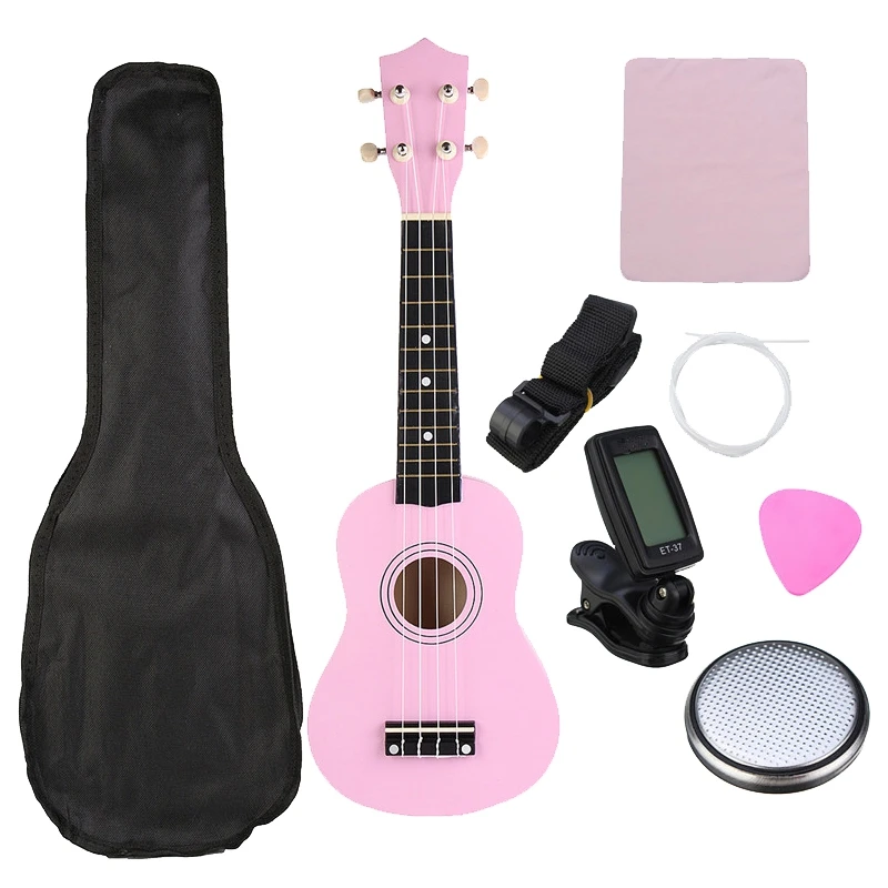 

HOT-Ukulele Combo 21 Ukulele Soprano 4 Strings Uke Hawaii Bass Stringed Musical Instrument Set Kits+Tuner+String+Strap+Bag