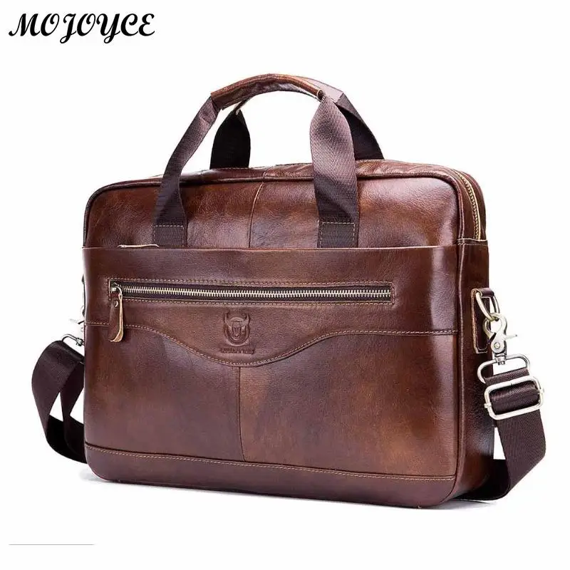 

BULLCAPTAIN Shoulder Messenger Handbags Brown Men Leather Business Laptop Briefcase Travel Crossbody Bags lBolso de mano 2019