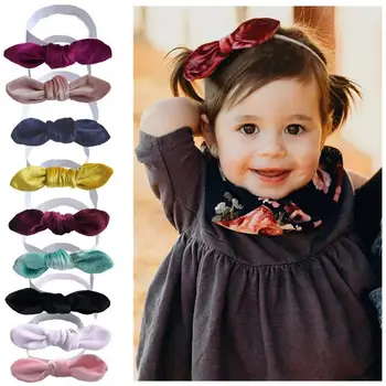 

Rabbit Ears Baby Girls Headband Bow Hairband European And American Style Pleuche Headscarf Baby Holiday Hair Accessories