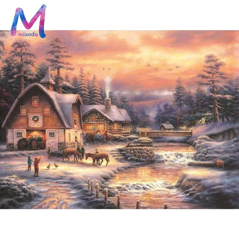 

MIAODU Diamond Mosaic Landscape 5D DIY Diamond Painting Full Square New Arrival Picture Of Rhinestones Winter Home Decor
