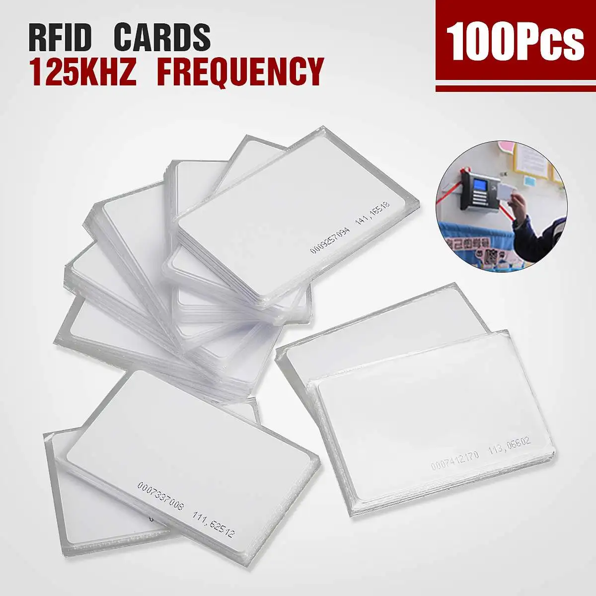 

100Pcs RFID 125KHz Proximity Door Control Entry Access EM Card 0.9mm For Access Control System