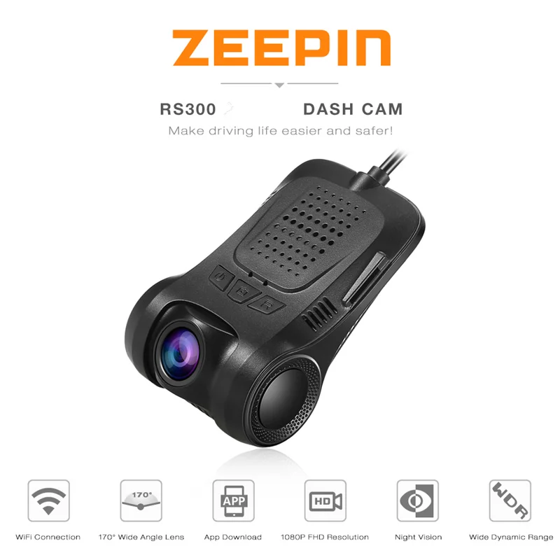 ZEEPIN RS300 WiFi камера ночного видения автомобильная видеокамера Full HD g сенсор