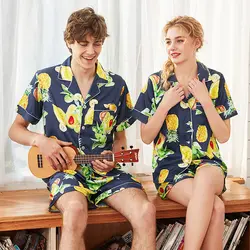 SQING пижамы Для женщин 2019 пижамный комплект пара Двойка отложным шелковые пижамы Ночная рубашка сексуальная женская пижама для Для женщин