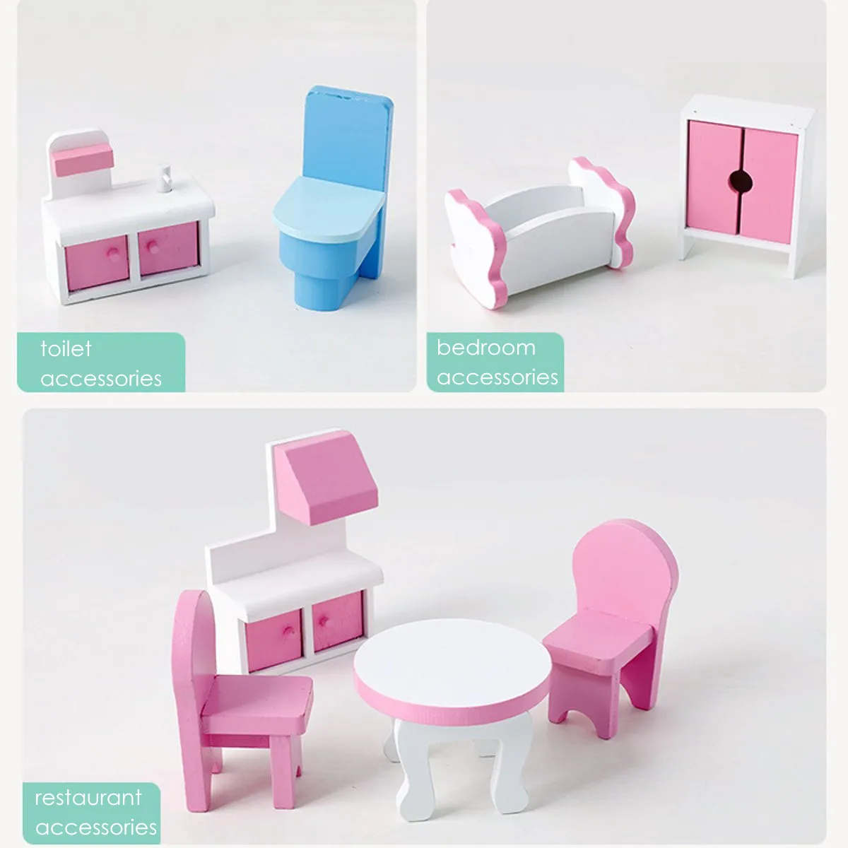 DIY Doll House Furniture DIY Miniature Model Kits Set 3D Wooden Dollhouse Girls Birthday Gifts Toys 3 Level Large Toy