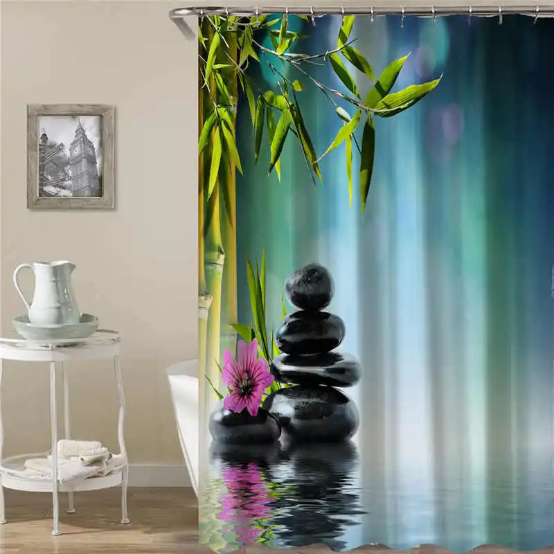 

Waterproof Shower Curtain Hooks Green Scene Bathroom Curtains High Quality Bath Bathing Sheer For Home Decorations Rammstein