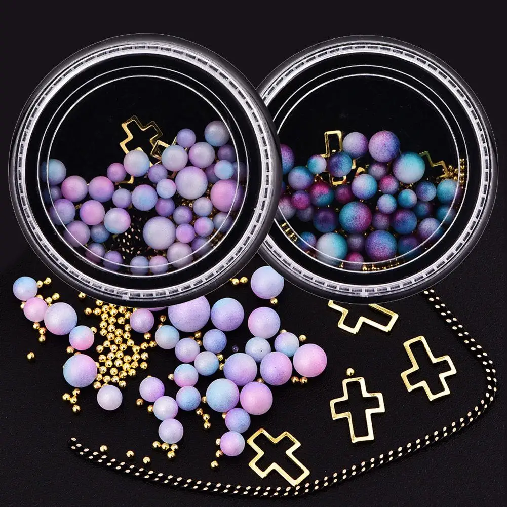 

1 Box Fashion Dreamy Color Matt Faux Pearl Beads Hollowed Cross Nail Art Decor Manicure Tool Nail Art Decorations Beauty New