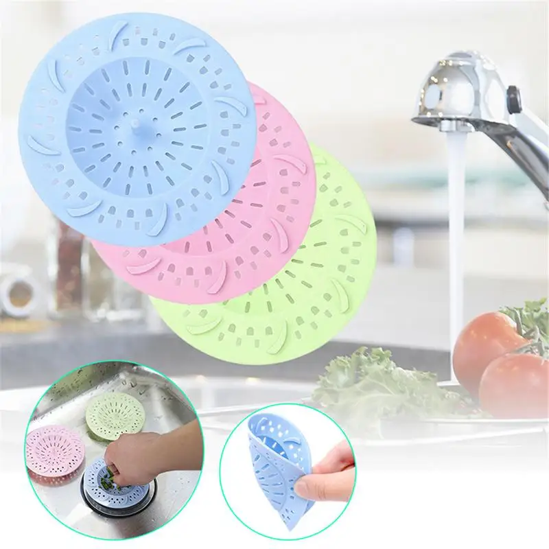 

Silicone Floor Drainage Bathroom Hair Filter Strainer Catcher Sewer Drain Outlet Sink Drain Cover Kitchen Tool
